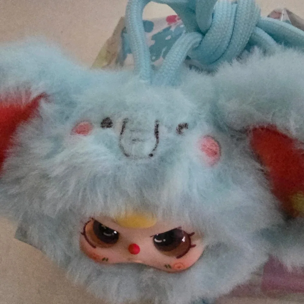 Baby Three Phone Lanyard Plush Charm Light Blue Elephant Blind Box Collectible